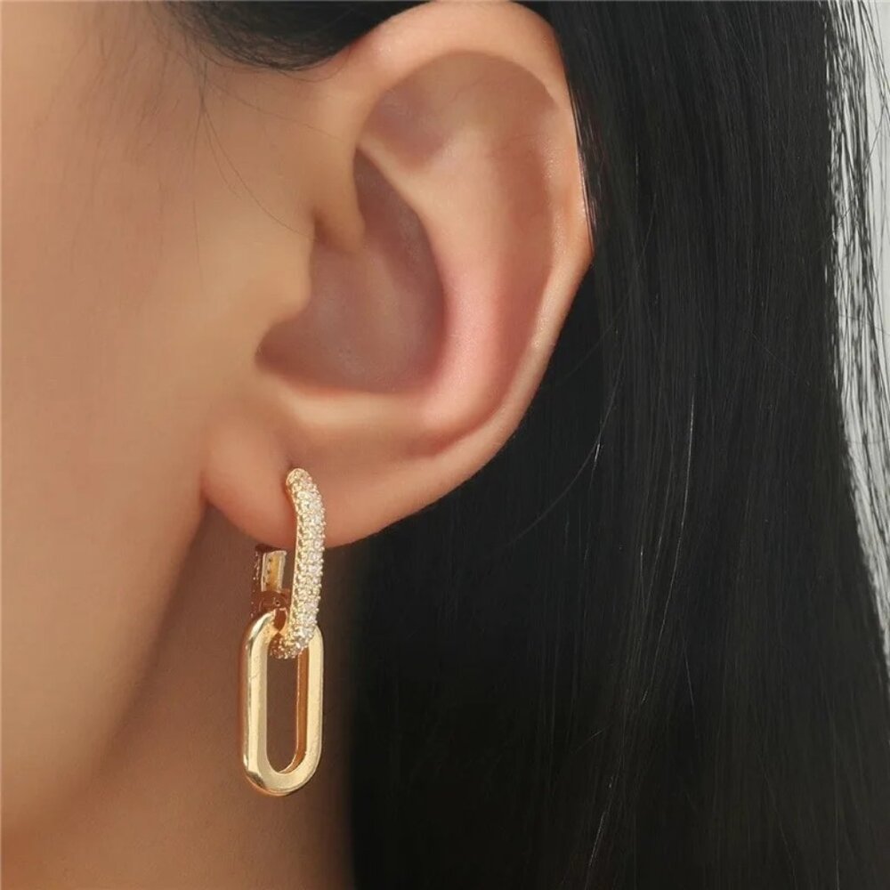 Retro Double Loop Drop Earrings - image 1
